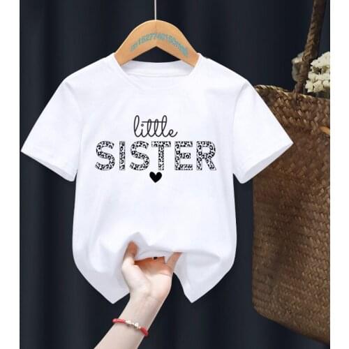 Little Sister Kids Colors White T-shirts Children Gift Present Clothes Baby Kawaii Cute Tops Tee,Drop Ship