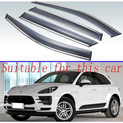 For Porsche Macan 2014, 2015, 2016, 2017, 2018 Plastic Exterior Visor Vent Shades Window Sun Rain Guard Deflector 4pcs