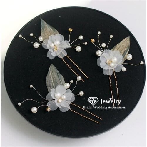 CC Hair Stick Combs 3pcs Sets Pearl Wedding Accessories for Women Bride Party Beach Comb Yarn Fairy Hairwear 100% Handmade 4426
