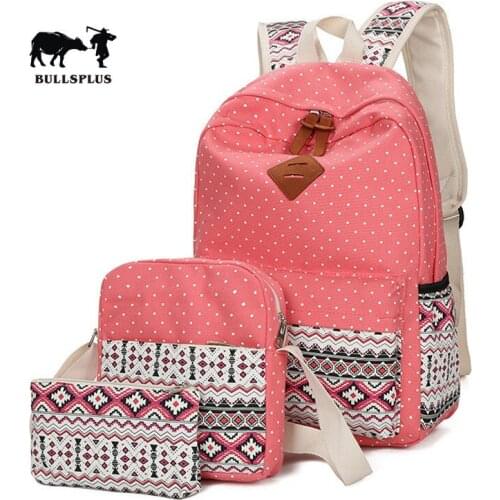 New style Canvas Backpack national style three piece cover mother bag student leisure backpack small BACKPACK BOOKBAG
