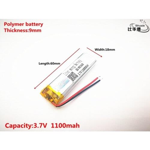 Good Qulity 3.7V,1100mAH,901860 Polymer lithium ion / Li-ion battery for TOY,POWER BANK,GPS,mp3,mp4