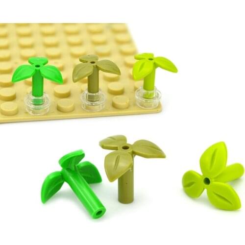 Bricks 37695 Plant Stem With 3 Leaves And Bottom Pin City House Garden Buildings Blocks Accesories MOC Parts Toys for Children