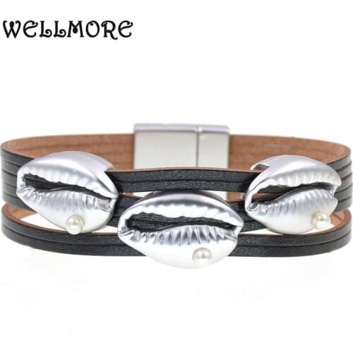 Leather Bracelets For Women Trendy 9 Colors shell Charm bracelet Femme Wrap Bracelets & Bangles fashion Jewelry