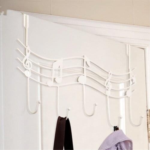 Creative Music Notes Wall Hooks Kitchen Bathroom Organizer Hanger Hooks Mental Iron Hanging Rack With 5-Hook