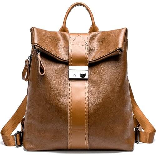 Fashion Women Backpack Genuine Leather Shoulder Bags Zipper Female School Leather Backpacks For Teenage Girls Casual Ladies Bags