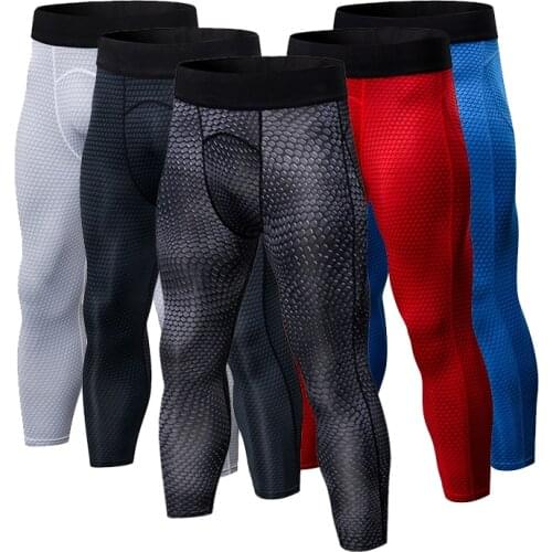 Mens Bodybuilding Tights 3/4 Leggings Compression Pants Jogging Legging Pants Mens Slim Pant Fitness Short Fitness Base Layer
