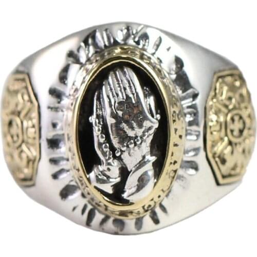 BOCAI 2021 New Praying hands small Ring for Man s925 silver male tail ring pinky female middle finger