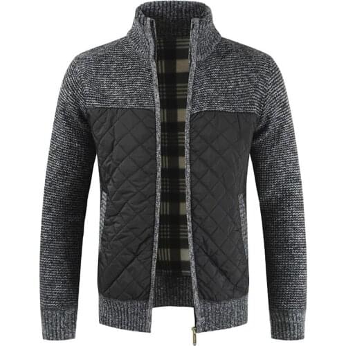 2020 Casual Men Autumn Winter Zip Thick Knitted Sweater Pockets Warm Slim Cardigan Coat Jackets