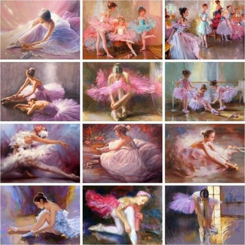 Huacan Diy Diamond Painting Dancer Girl Full Square/round Diamond Embroidery Mosaic Child Wall Decor