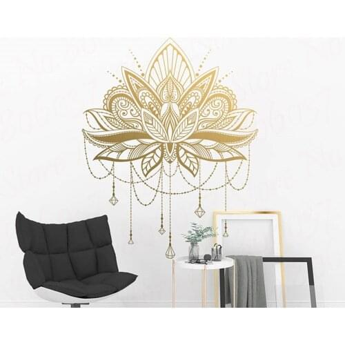 Mandala Wall Decal Bedroom Lotus Decal, Gift for Her, Gift for Sister, Best Friend Gift, Henna Design Decal WL1410