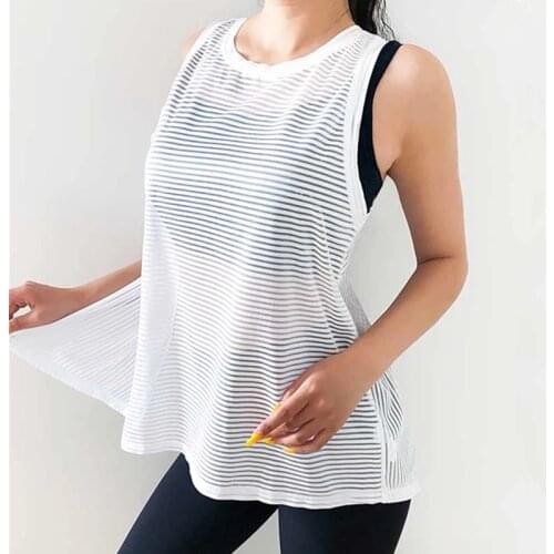 NWT 2021 Women Sexy Tank Hallow Out Open Tank Quick Dry Running Vest Loose Tank Top Loose Gym Top