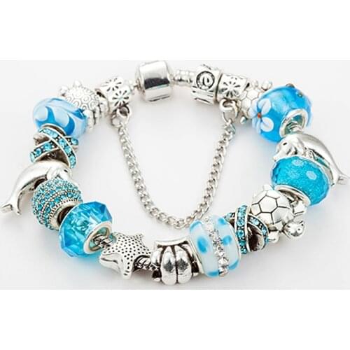 ANNAPAER Silver Color Tortoise Charm Beads bracelets & Bangles for Women Fashion DIY Jewelry High Quality Bracelets Gift B15410