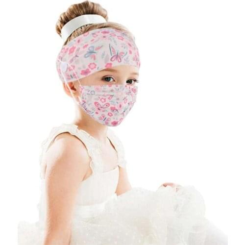 Childrens cloth anti-stroke hairband mask 2pcs button headscarf head accessories soft yoga sport elastic headband for girl kid