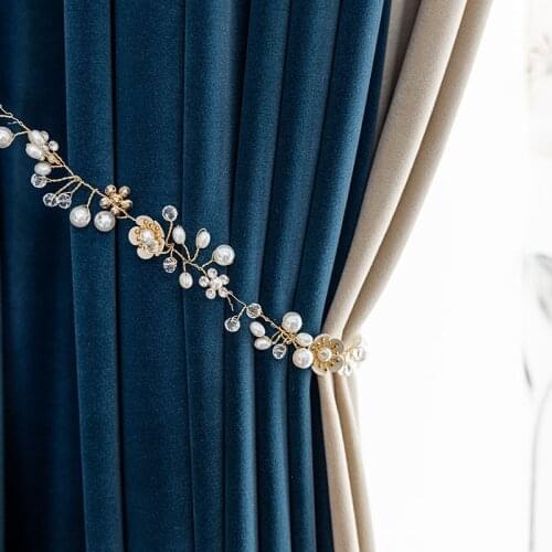 Simple modern atmosphere solid color stitching curtains for living room bedroom study blackout curtain customization