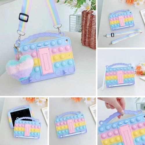 Kids Reliver Stress Bubble Silicone Cover for IPad mini 9.7 2017 2018 7th 8th 10.2 Air Pro 9.7 10.5 11 Tablet Case Pencil Holder