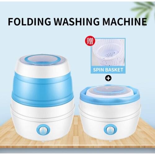 Folding washing machine 220V small dormitory household portable with dehydration basket underwear and underwear mini washing