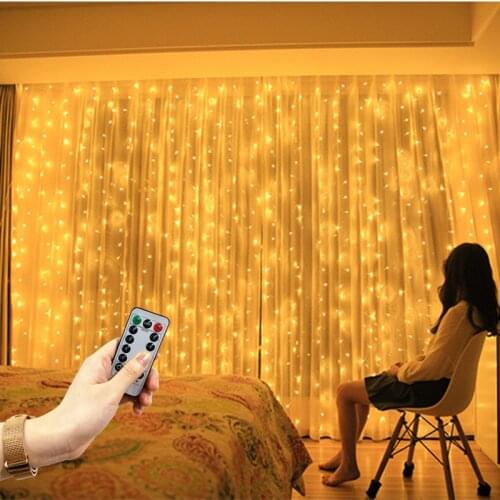 3M 8 Mode LED Curtain Garlands USB Fairy String Lights with Remote 2021 Christmas Decoration for Home Room Lights New Year Decor