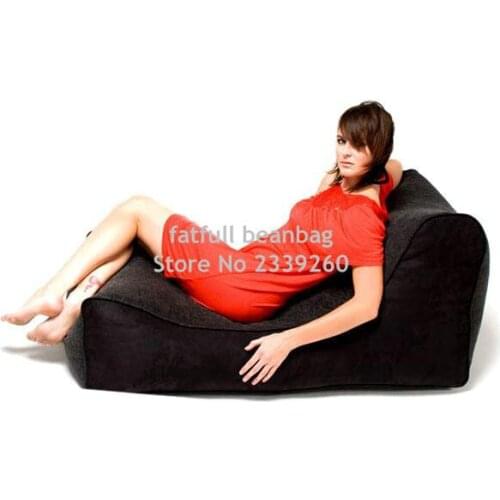 COVER ONLY , no filler -Extra Man size Black bean bag chair, home seat furniture, outdoor beanbag sofa seats