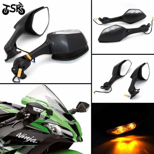 Rearview mirror For Kawasaki Ninja H2 2014 2015 ZX 10R ZX-10R 2011 -2015 Side Turn Signals Mirrors Kit Rear View Mirror