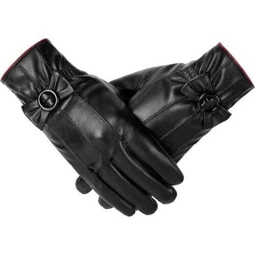 Womens Gloves Touch Screen Thicken Velvet Windproof Waterproof Mitterns Female Winter Gloves Fashion guantes Black