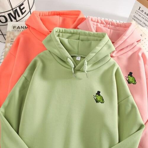 Frog Sweatshirt for Girls Oversized Goth Aesthetic Harajuku Hoodies Women Printed Pullover Sweatshirts Cute Funny Winter Tops