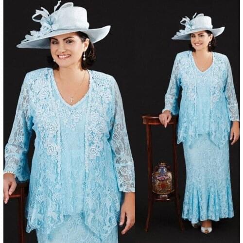 Plus Size Lace Mother of the Bride Dresses 2020 Long Sleeves Jackets Vestidos De Festa V Neck Cheap Wedding Guest Dress