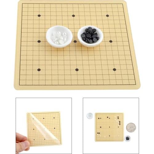 1 Set 1:12 Dollhouse Miniature Weiqi The Game of Go Dolls House Accessories Toy Set For Children Kids