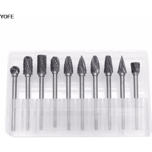 10Pcs 1/8" 6mm Tungsten Carbide Cutter Rotary Burr Set CNC Engraving Bit Tool