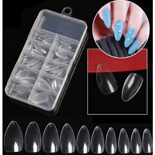 100pcs/box short nails stiletto false nail tips full cover nail tips fake nails false nails almond shape press on nails art tool
