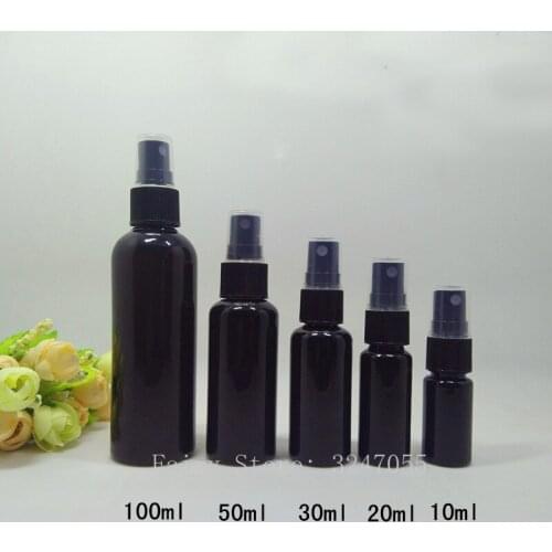 100PCS/LOT Spray Pump Bottle,Black Plastic Cosmetic Container with Mist Atomizer,Empty Makeup Sub-bottling,Liquid Perfume Vials