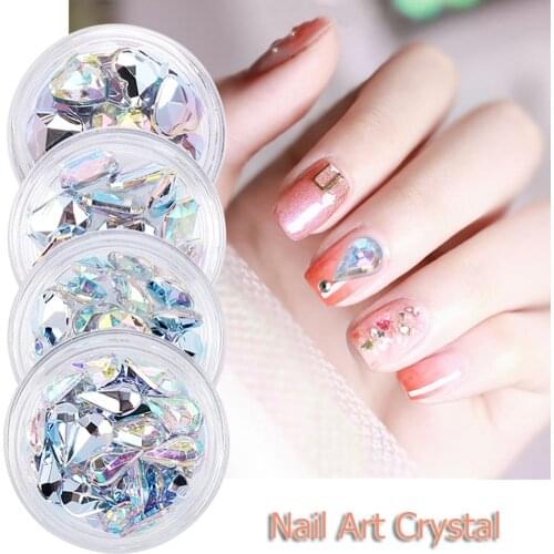 2021 Hot 3D Nail Art Decoration Different Size Rhinestone Flat Bottom Glass DIY Nail Art Crystal Manicure Acrylic Accessories