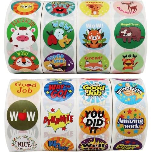 500pcs Motivational Rewards Stickers Stationery Seal Labels Cartoon Stickers Cute Animal Sticker Toys for Kids Teacher Supplies