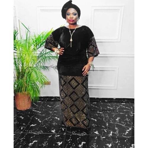 African Dresses For Women 2 Piece Set 2021 New Evening Party Gown Elegant Diamond Sets Muslim Fashion Abaya Kaftan Ankara Outfit