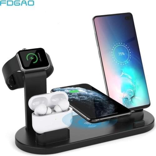 FDGAO Qi Wireless Charger Docking Station Phone Charger Stand For Apple iWatch SE 6 5 4 3 2 1 iPhone 12 11 Pro XS XR 8 X Airpods
