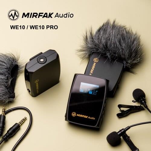 Mirfak Audio WE10 WE10 PRO Wireless Lavalier Microphone System 2.4 GHz Dual Channel Audio Transmitter Receiver Recorder Mic