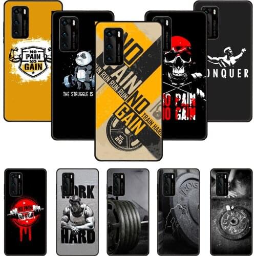 Phone Case For Huawei P20 P30 P40 P Smart Z + P10 Mate 30 10 20 Lite Pro Black Cover Bumper Art Back Soft Etui Gym Fitness