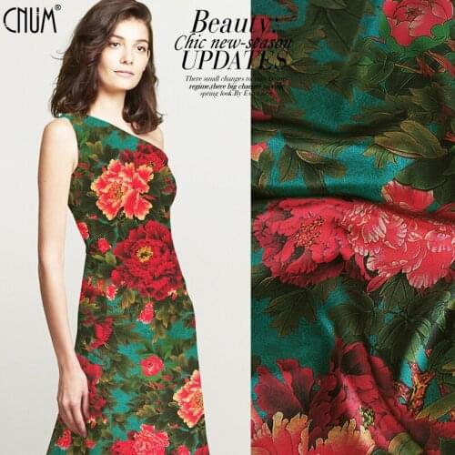 CNUM SP573 Pure Silk/Peony Blossom/Silk Fabric 93% Silk 7% Spandex Elastic/Width 1.31yd Thickness 19mm
