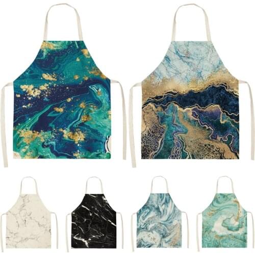 Marble pattern Printed Cleaning Art Aprons Home Cooking Kitchen Apron Cook Wear Cotton Linen women man kid aprons colorful apron