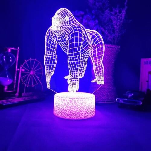 Movie Kings Monkey Kong Gorilla Figure Model 3D Acrylic Lamp Kids Bedroom Bedside Table Light Cute Room Decor Xmas Birthday Gift