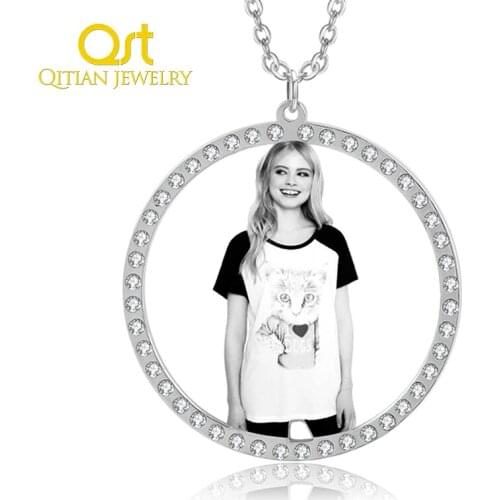 Personalized Necklace Custom Made Photo Medallions Necklace & Pendant Chain Gold Silver Color Cubic Zircon Mens Hiphip Jewelry