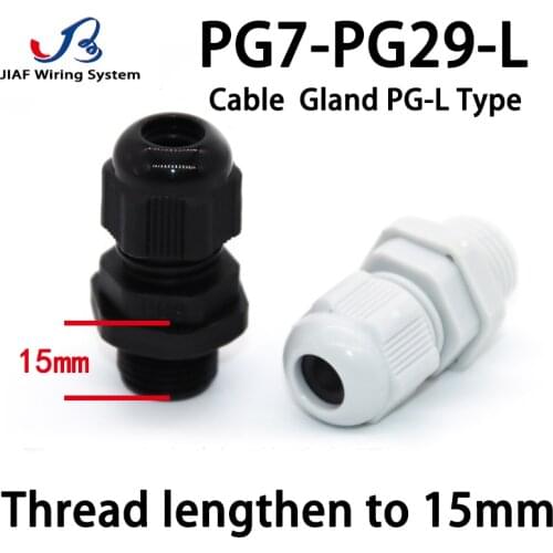 JIAF 10pcs PG7-PG29-Lengthen Cable Gland Nylon waterproof joint IP68 Plastic seal jiont waterproof box outlet locking connector