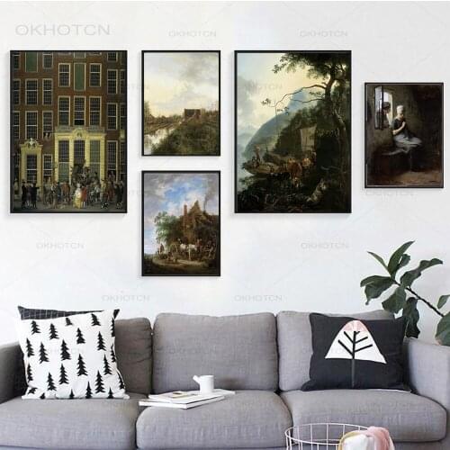 Canvas Print Oil Painting Old Temple By Hubert Robert Classic Reproductions Artwork Posters Vintage Famous Wall Art Pictures