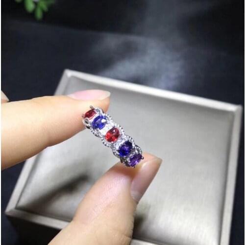 Natural real blue sapphire ring 925 sterling silver Fine handworked jewelry Finger rings