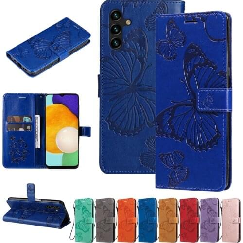 For Samsung A71 A51 A10 A20E A30 A40 A50 A70 S A80 A90 Butterfly Embossed Leather Case A3 A5 A6S A7 A8 A9 Flip Wallet Cover Case