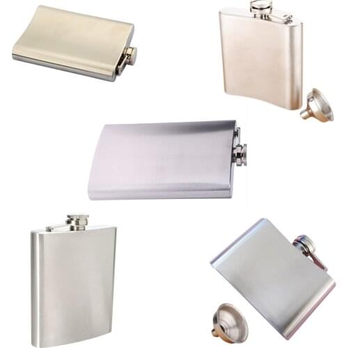 Stainless Steel Whisky Liquor Alcohol Pocket Hip Flask +Funnel
