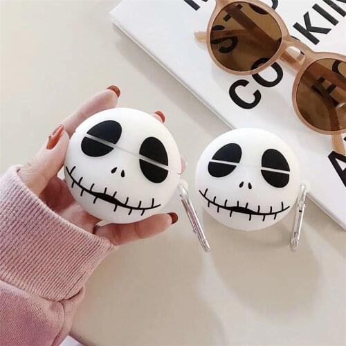 Cartoon Case For Airpods 2 1Cover Skull Pumpkin Halloween Earphone Airpod Protector Accessories with Keychian for Airpods Cases