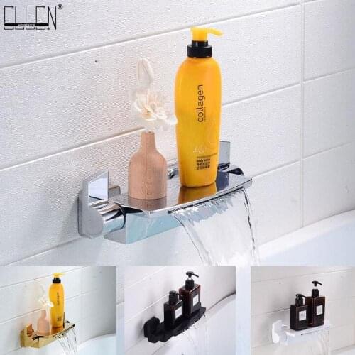 Vidric Wall Bathroom Bath Faucets Bathtub Cold Hold Mixer Faucet Waterfall Crane Chrome Finished Shampoo Storage ELM1415