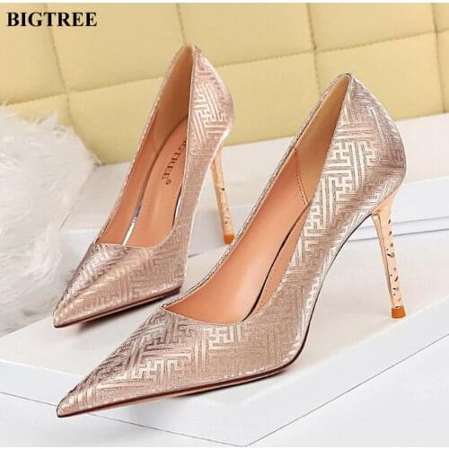 New Spring Fashion Sequined Cloth Women Pumps Pointy Toe Stiletto High Heels Female Show Thin Shallow Sexy Party Dress Lady Shoe