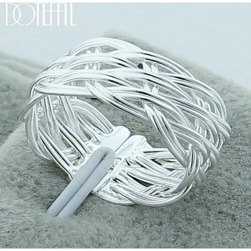 DOTEFFIL 925 Sterling Silver Cross Weave Ring For Women Wedding Engagement Party Fashion Charm Jewelry