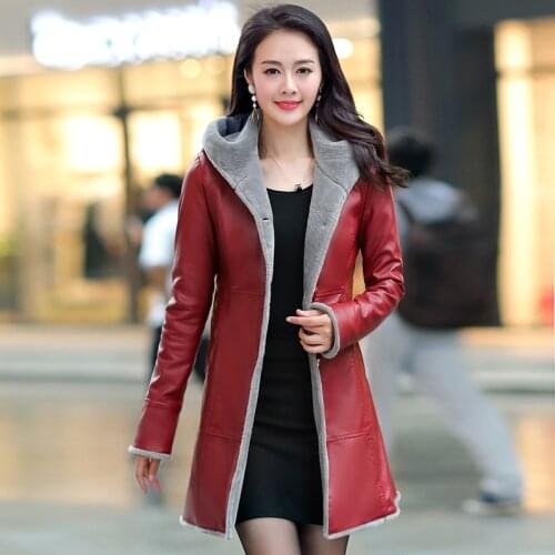 Autumn Winter Fur Leather Coat Women 2021 New Slim Warm Soft PU Fur Leather Jacket Hooded High Quality Long Coats Plus Size